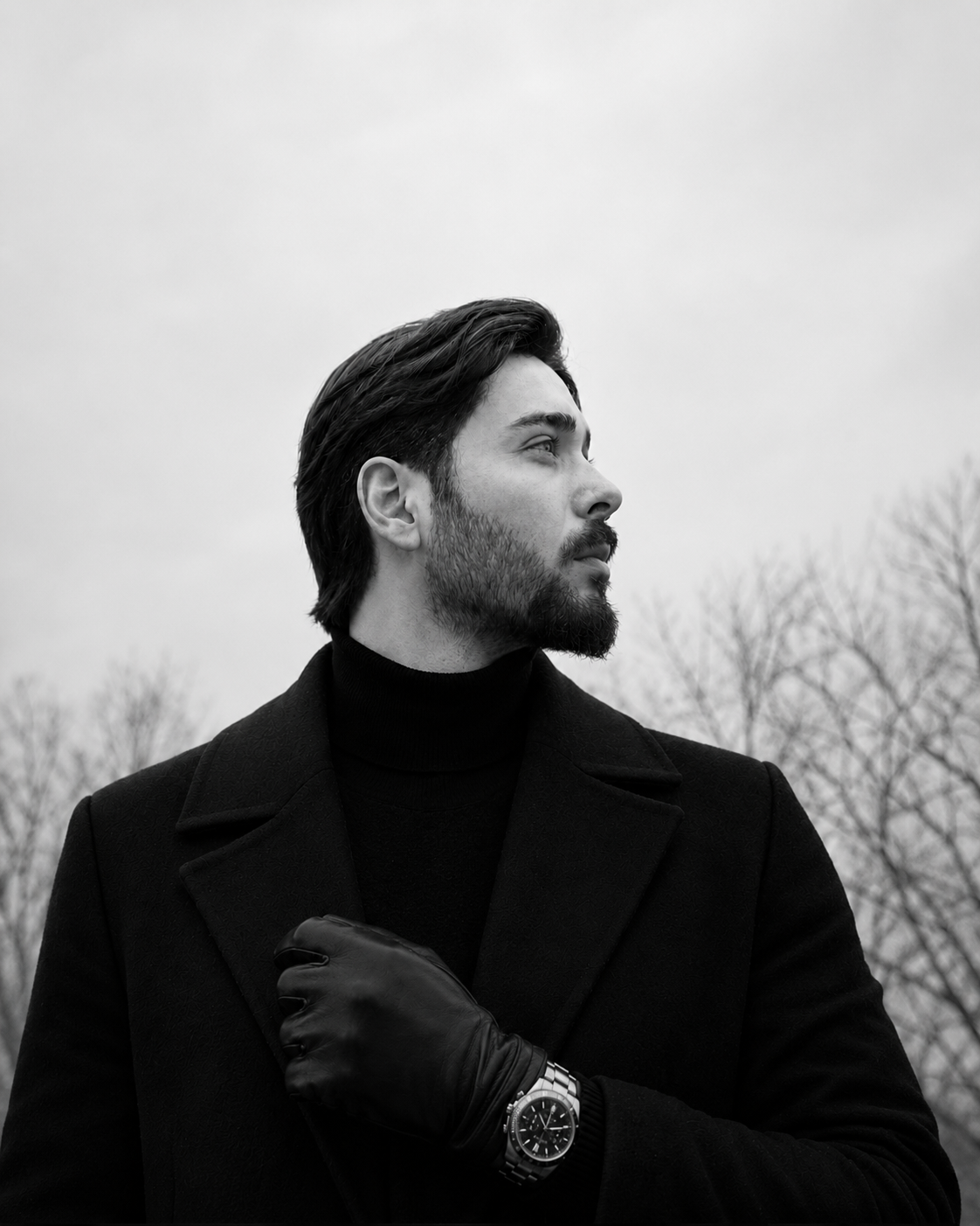 Black and white editorial portrait of Berke Yildirim